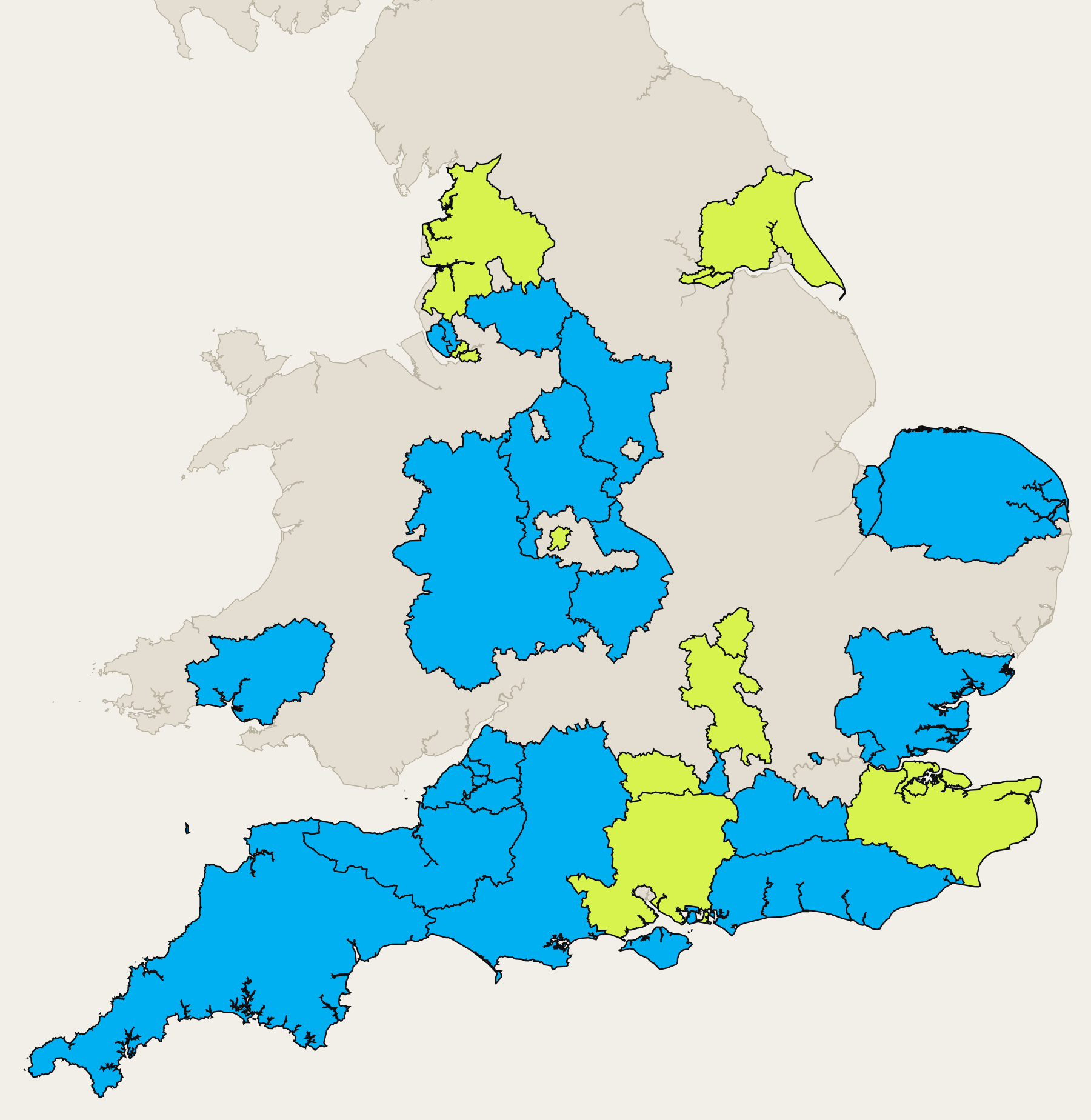 Map of England and Wales showing member organisations
